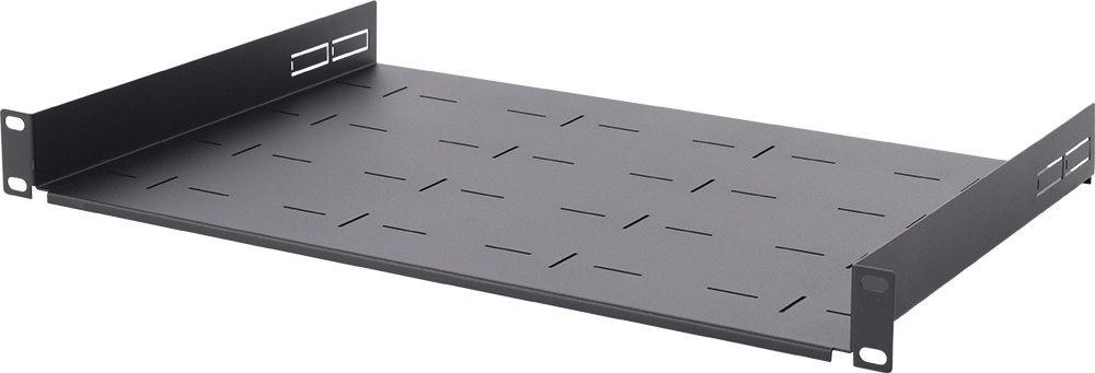 Półka doczołowa 1U z podporą tylną,  445x305 RAPD-1U305-B czarna