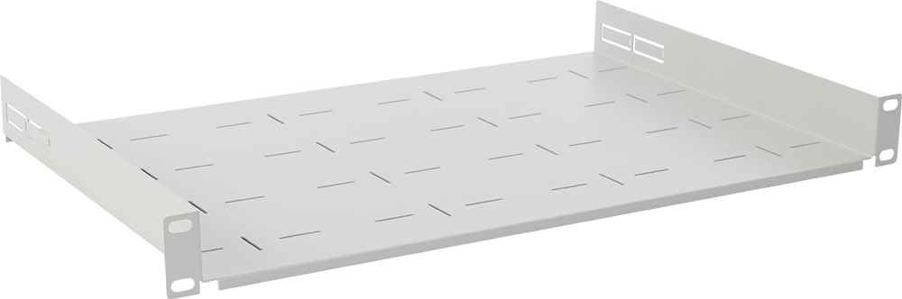 Półka doczołowa 1U z podporą tylną, 445x305 RAPD-1U305-G szara