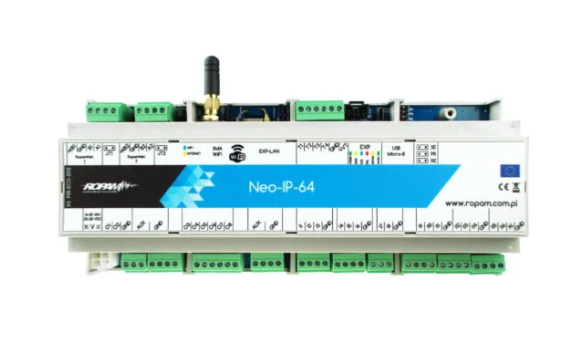 Centrala alarmowa, Neo-IP-64-D12M WiFi, 4 strefy, obudowa DIN, Ropam