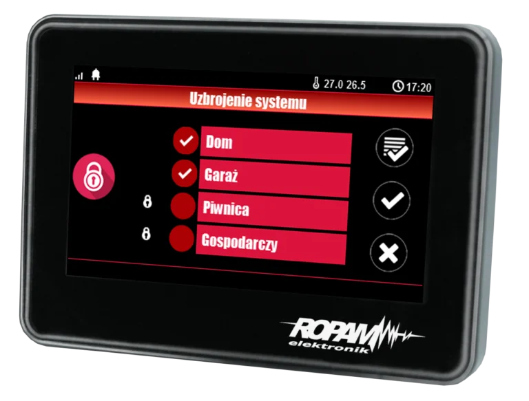 Panel dotykowy 4,3" TFT LCD, TPR-4B-P pojemnościowy, złącza stałe, płaskie podłoże, czarny, Ropam
