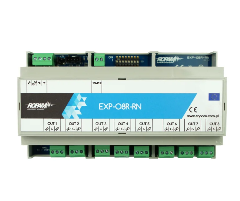 Ekspander 8 wyjść przekaźnikowych, EXP-O8R-RN-D9M 8A/250V, obudowa DIN 9M, Ropam