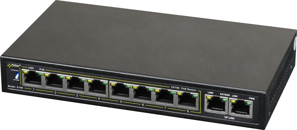 Switch PoE 10 portowy do 8 kamr IP S108 PULSAR
