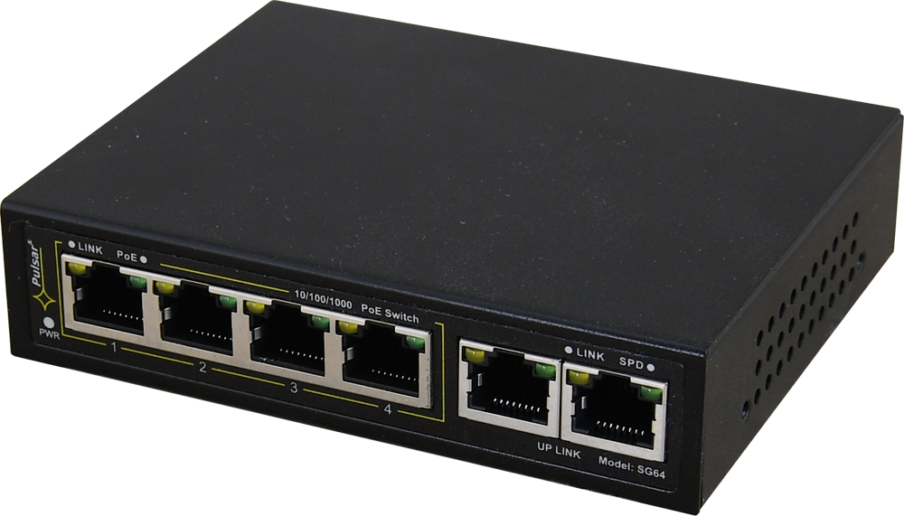 Switch PoE 6 portowy do 4 kamer IP SG64 PULSAR