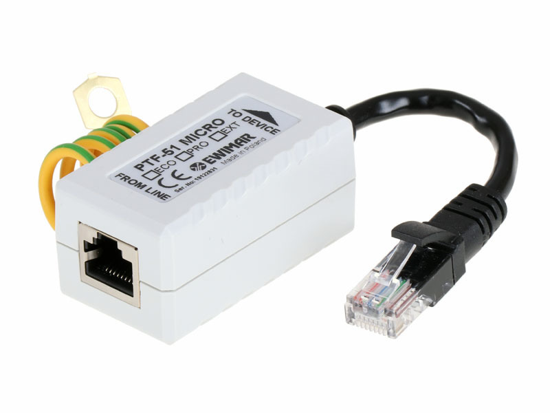 1-kanałowe zabezpieczenie przeciwprzepięciowe do kamer IP PTF-51-EXT/POE/MICRO