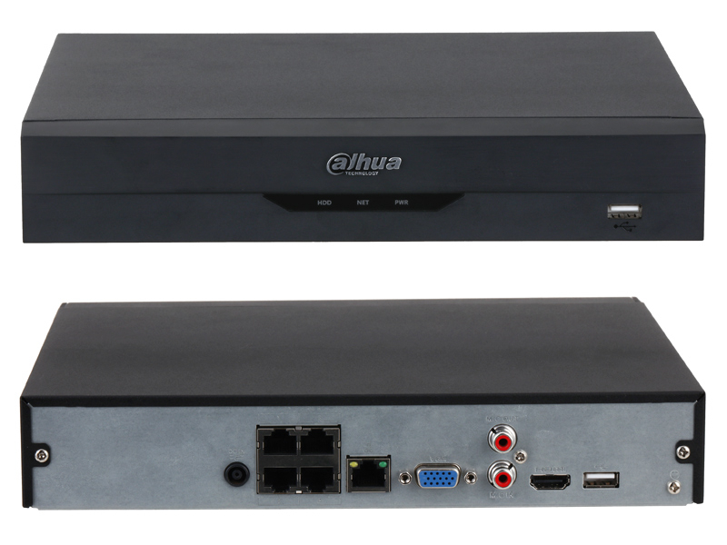 Rejestrator IP Dahua NVR4104HS-P-EI obsługa 4 kamer IP, 4xPOE