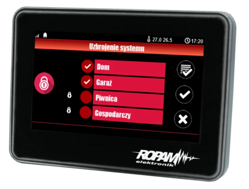 Panel dotykowy 4,3" TFT LCD, TPR-4B-P pojemnościowy, złącza stałe, płaskie podłoże, czarny, Ropam