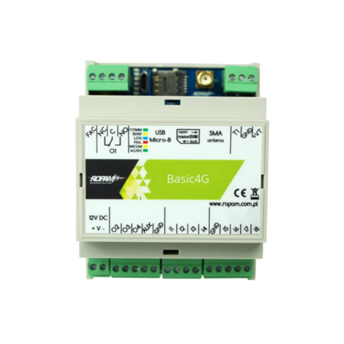 Moduł komunikacyjny GSM, Basic4G-D4M 12VDC, Telx8, obudowa DIN 4M, Ropam