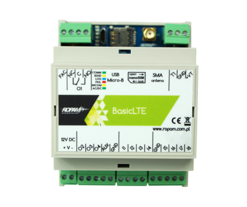 Moduł komunikacyjny LTE(2G/4G), BasicLTE-D4M 12VDC, Telx8, obudowa DIN 4M, Ropam