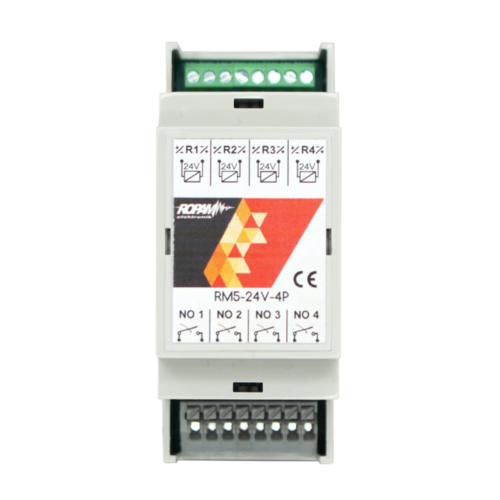 Moduł przekaźnika na szynę DIN 2M, RM5-24V-4P 4xNO, cewka 24Vdc, SPST, Ropam