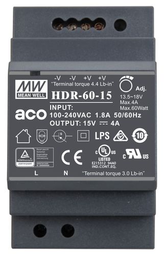 Zasilacz prądu stałego PS-HDR-60-15MA