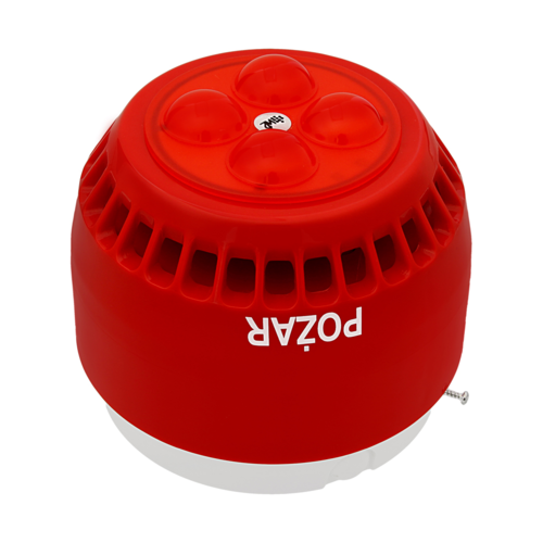 Sygnalizator akustyczno-optyczny 3, 6, 9, 12 metrów, czerwona obudowa, czerwone światło